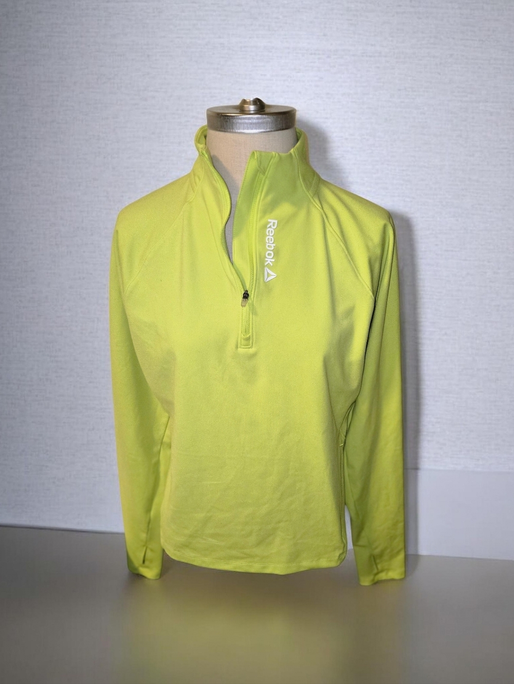 Reebok Neon Yellow Quarter-Zip Pullover Medium